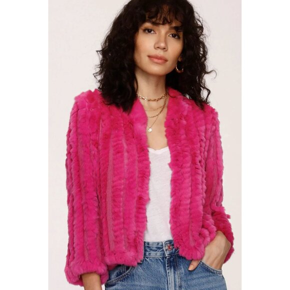 NEW Heartloom Rosa Jacket XS Magenta Pink Rex Rabbit Fur - Picture 1 of 10